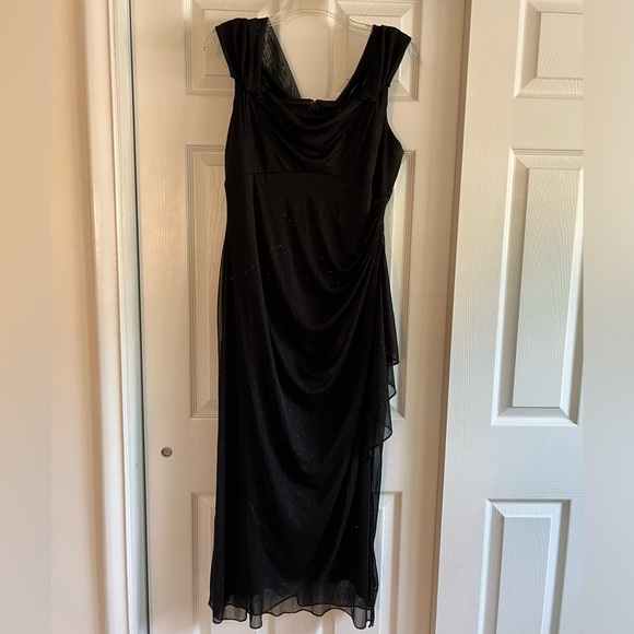 Women's Formal Dress - Ruched Side Glitter Mesh Gown by Alex Evenings - Picture 2 of 14